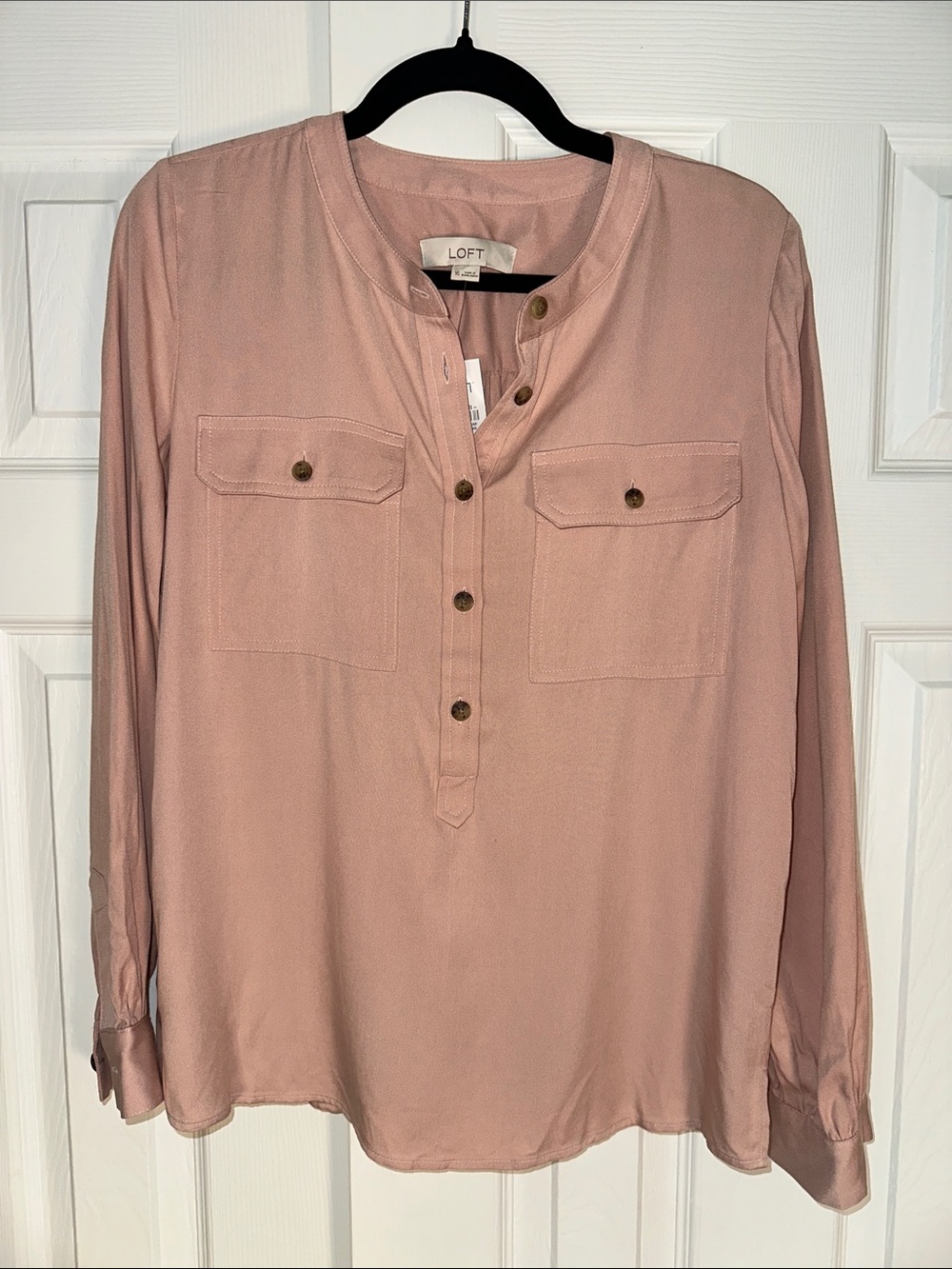 LOFT Dusty Rose Henley Utility Blouse